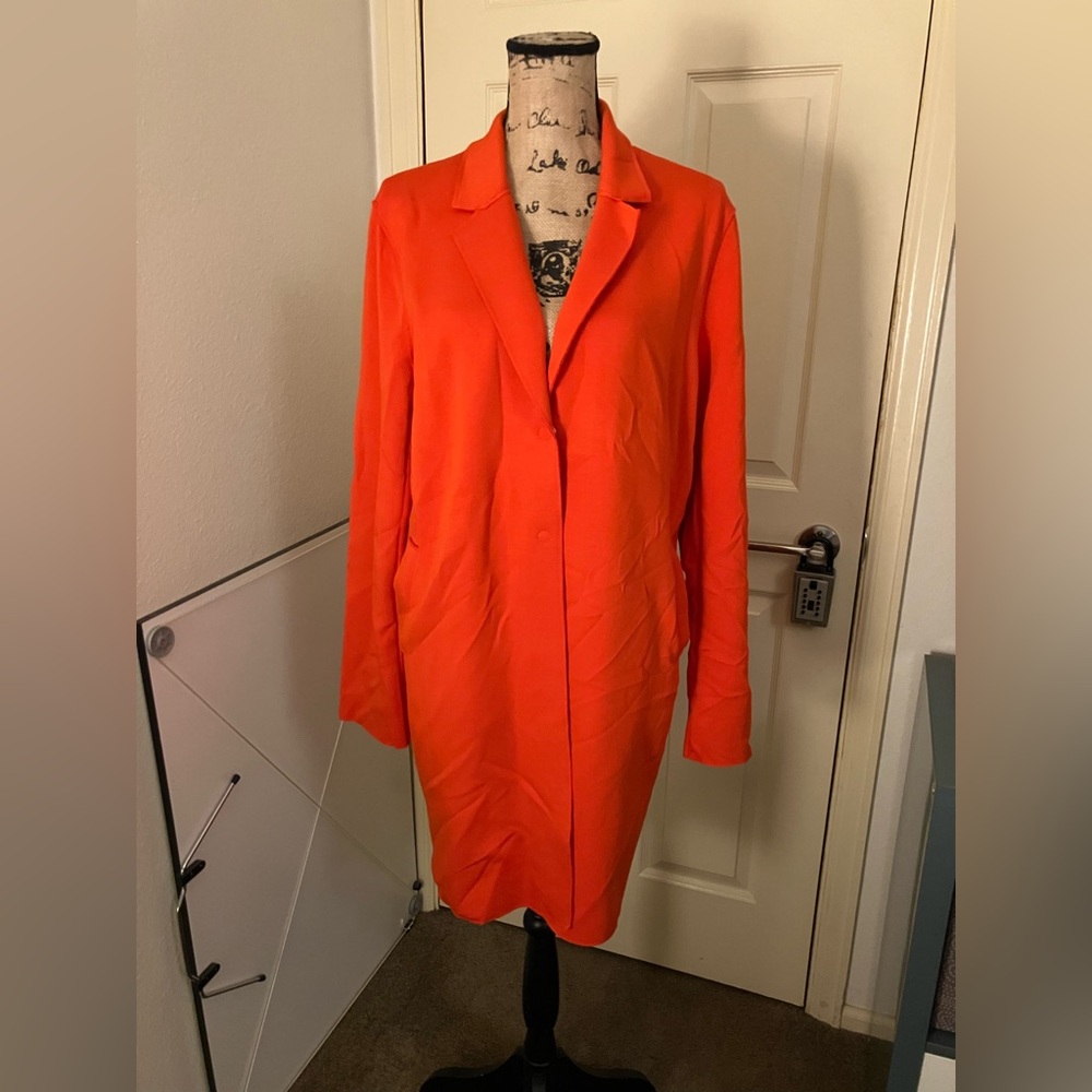 Carolina belle montreal long line scuba knit orange red blazer jacket XL
